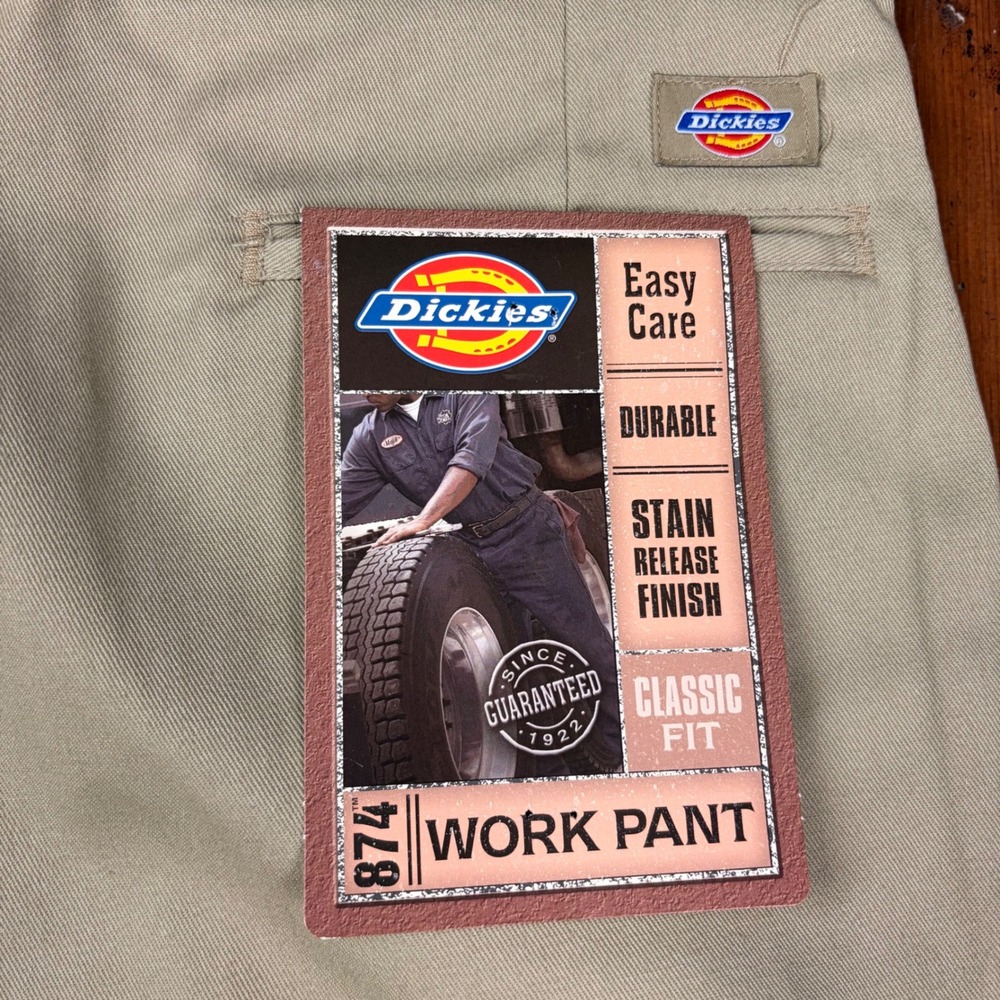 Dickies 874 Original Fit‎ Work Pants Mens 42x30 Khaki Tan Chino NWT Scotchguard - Picture 8 of 9